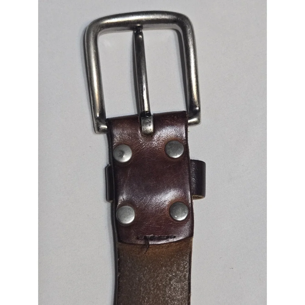 American Eagle Y2K Brown Embroidered Soft Leather Belt 34-40